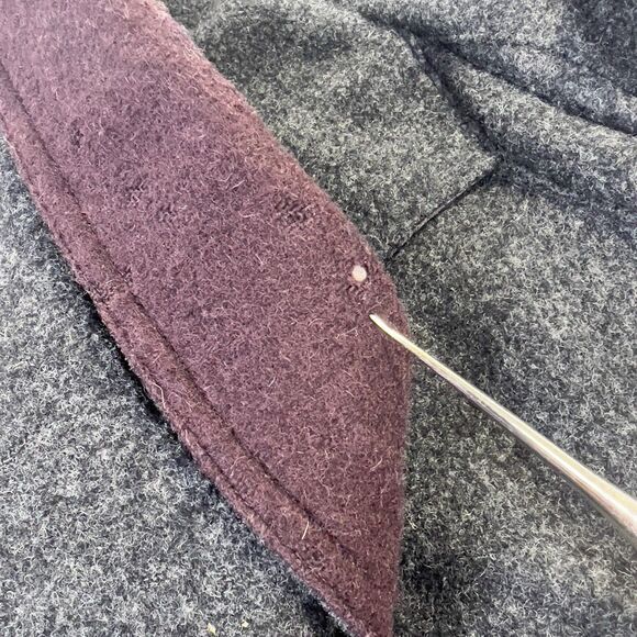 Members Only Wool Bomber‎ Jacket Men’s 46 (XL) Gray Purple Black Leather Patches - Picture 4 of 15